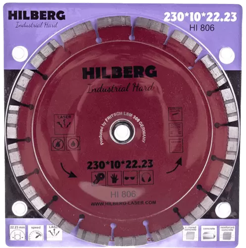 Алмазный диск по железобетону 230*22.23*10*3.2мм Industrial Hard Laser Hilberg HI806 - интернет-магазин «Стронг Инструмент» город Екатеринбург