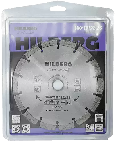 Алмазный диск по железобетону 180*22.23*10*2.4мм Hard Materials Laser Hilberg HM104 - интернет-магазин «Стронг Инструмент» город Екатеринбург