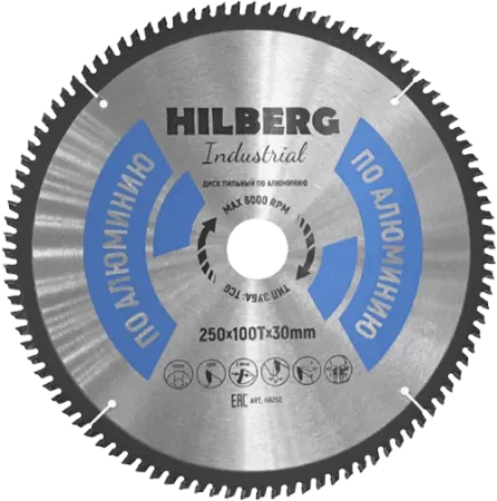 Пильный диск по алюминию 250*30*Т100 Industrial Hilberg HA250 - интернет-магазин «Стронг Инструмент» город Екатеринбург
